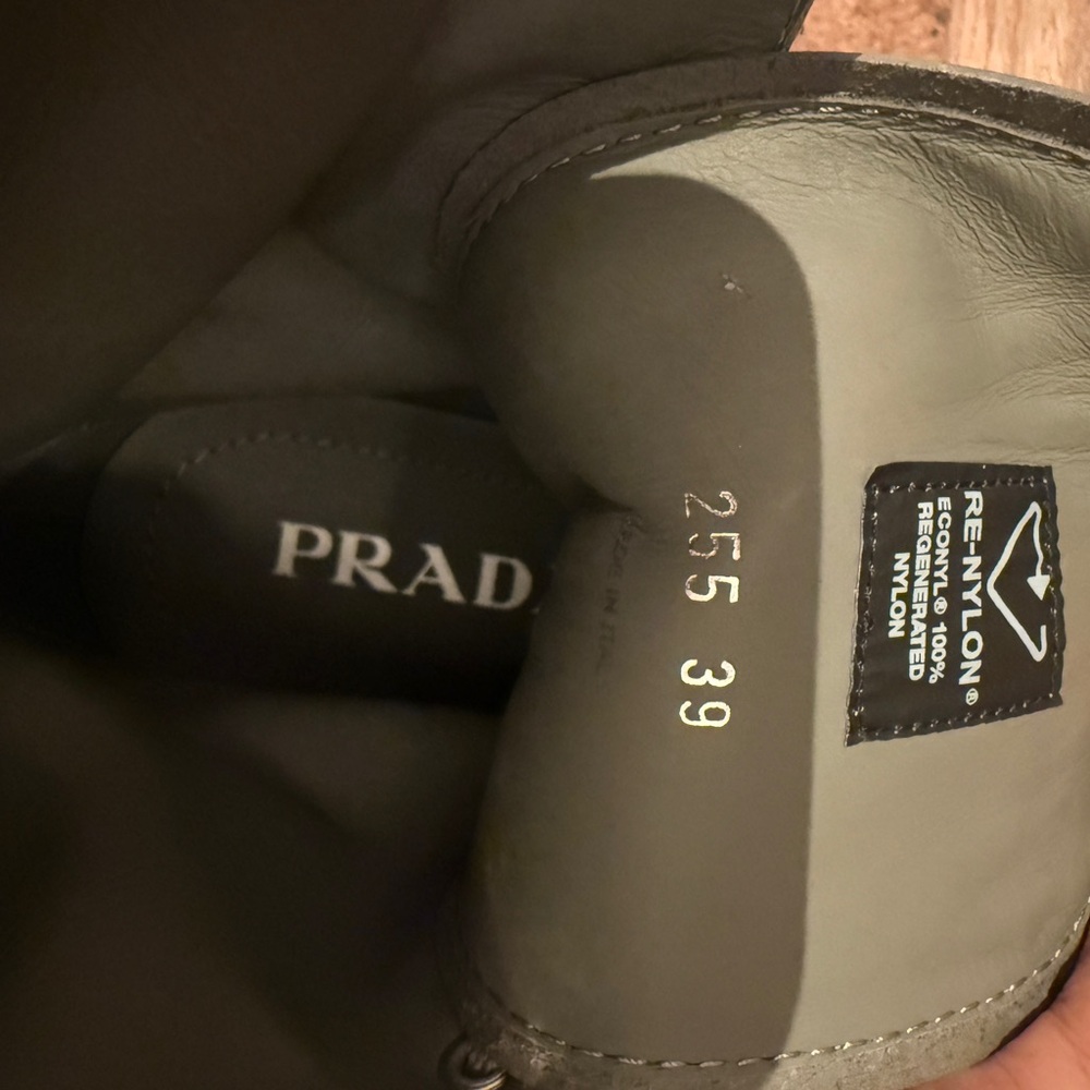 Prada Monolith Lace-Up Combat Boots in Light Gray with Removable Pouch - Picture 7 of 7